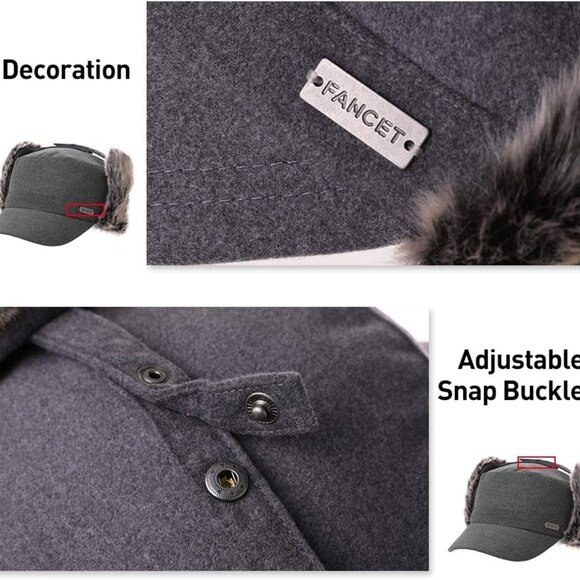 Unisex Winter Earflap Trapper Hunting Ski Hat Baseball Cap 54-62CM - Picture 5 of 7